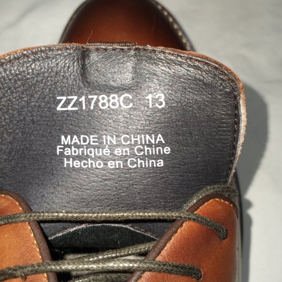 ZANZARA DERBY MENS DRESS SHOE BROWN SIZE 13 LEATHER STITCHED SOLE - Picture 9 of 9